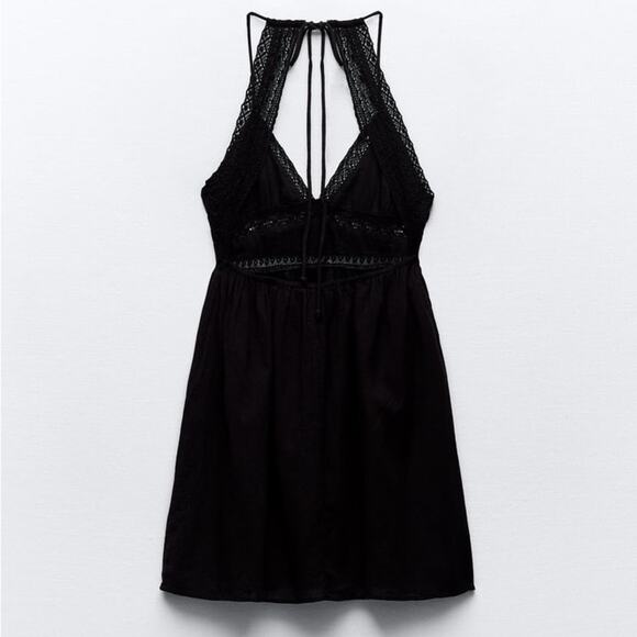 ZARA LACE INSERT MINI DRESS - Picture 11 of 12